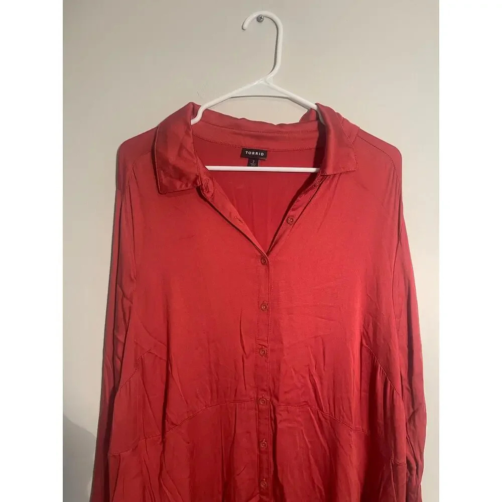 Torrid Rust Colored Button Front Challis Shirt Dr… - image 2